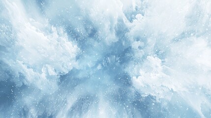 Fototapeta premium Abstract blue and white explosion background with sparkles, resembling a nebula, clouds, powder or smoke. Perfect image for any project that needs a touch of magic and wonder