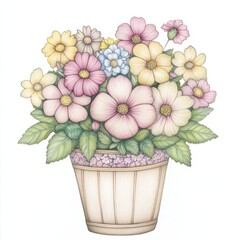 Obraz premium A colorful bouquet of flowers in a decorative pot, showcasing nature's beauty.