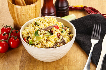 Bulgur with lamb and vegetables