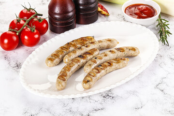 Grilled natural organick white sausages