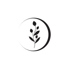 Floral Branch and Minimalist Flowers for Logo or Tattoo