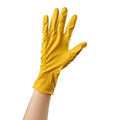 Yellow Latex Hand Glove Isolated on White Studio Background