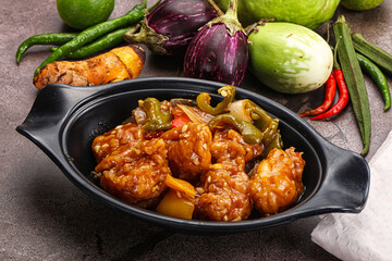 Chinese cuisine - prawn with chili sauce