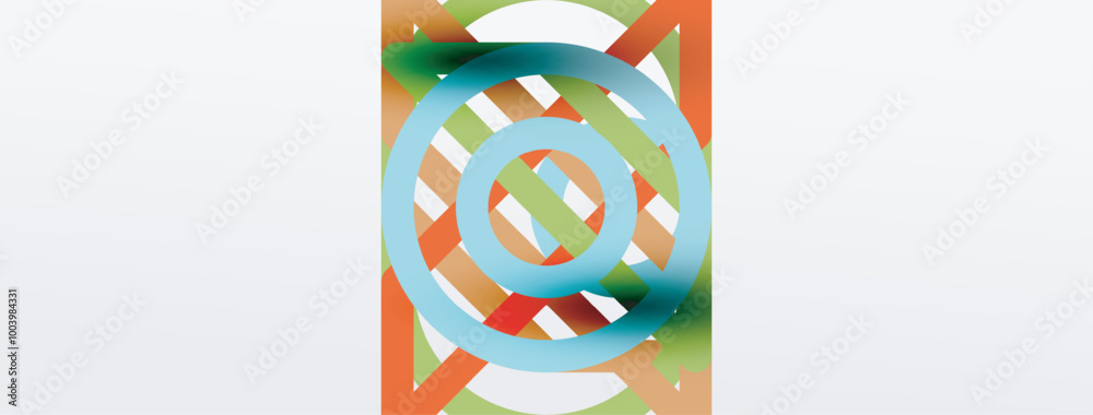 Poster abstract background - colorful circle lines technology or business digital template