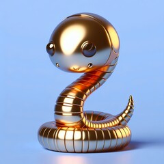 Fototapeta premium a cute and hip golden shinny metallic futuristic robot snake character