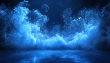 Fototapeta premium Mystical Blue Smoke Clouds in Dark Atmosphere Background