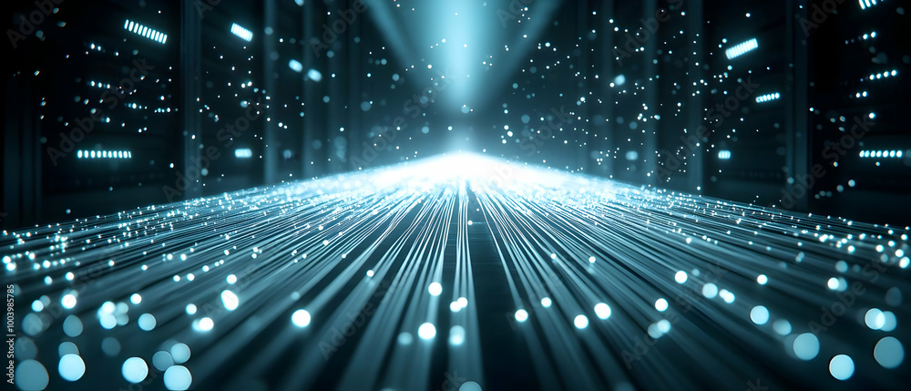 Canvas Prints futuristic light beams emitting from a central point, creating a captivating digital landscape.
