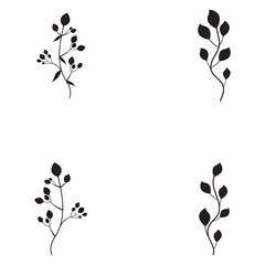 Floral Branch and Minimalist Flowers for Logo or Tattoo