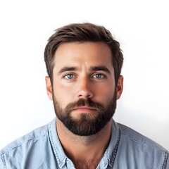 Obraz premium man portrait picture, facing towards camera, white background