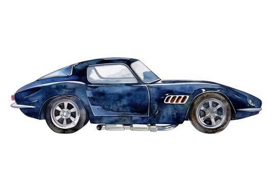 Fototapeta Vintage blue sports car illustration
