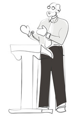 hand drawn line art vector of debate competition. Debate concept art. Arguments and speech concept art.Hand drawn line art vector of people debating. Debates and talks concept.Political debate and cam