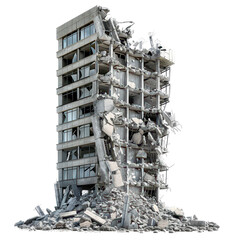 destroyed building isolated on transparent background