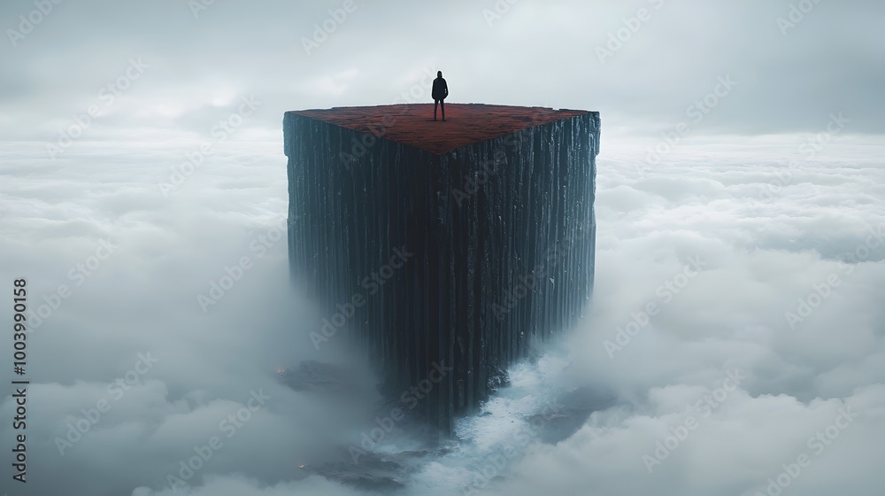 Poster majestic towering cliffside overlooking a rough and turbulent ocean with crashing waves below a powe