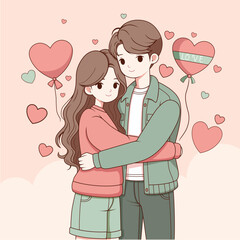 a couple hugging vector illustration