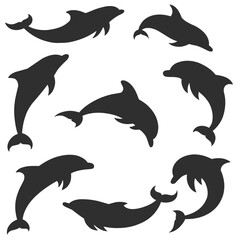 A collection of a dolphin's silhouette