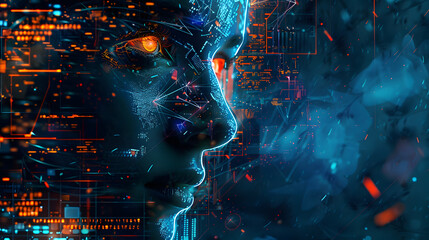 Futuristic science fiction background in artificial intelligence style. Neural network AI generated art