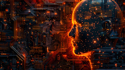 Fototapeta premium Futuristic science fiction background in artificial intelligence style. Neural network AI generated art