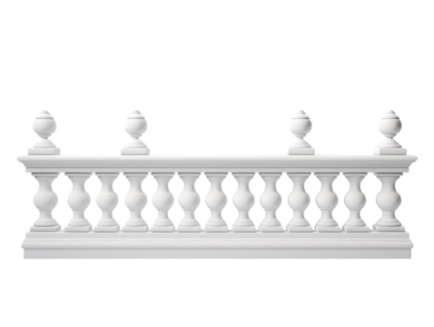 A realistic white railing isolated on transparent background