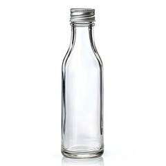 Clear Glass Bottle With Metal Cap On White Background