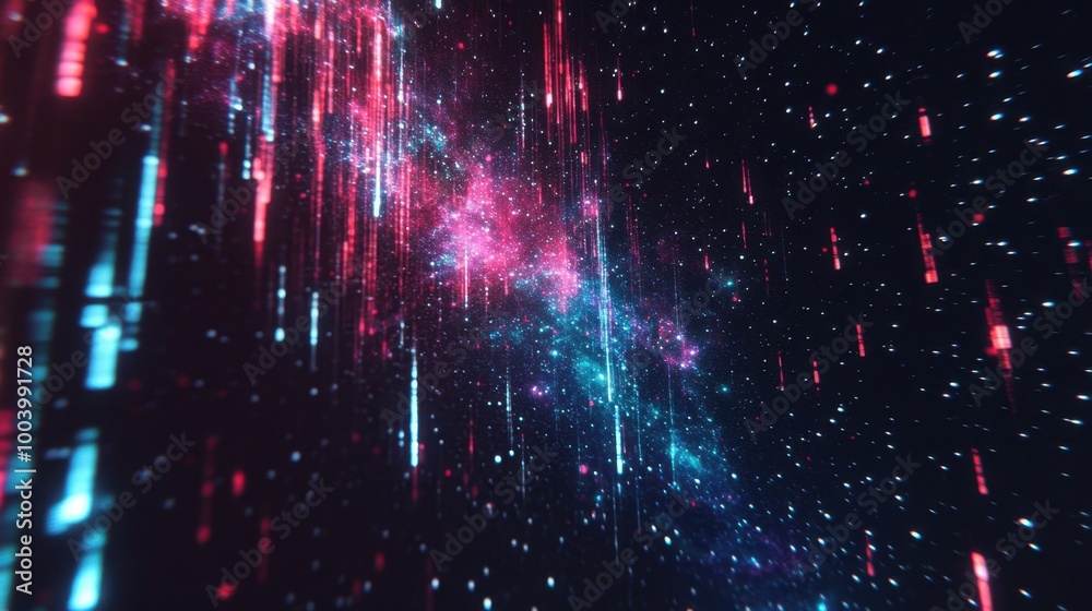 Wall mural mesmerizing cosmic glitter: abstract digital space artwork