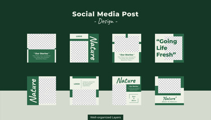 Adventure nature square layout social media post set