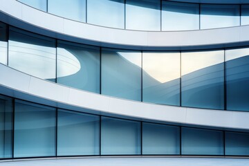 Curve glass contemporary building facade architecture window headquarters.