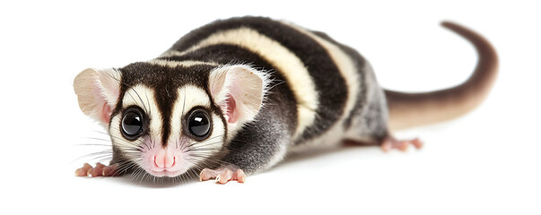 Obraz premium A close-up shot of a sugar glider Petaurus breviceps isolated against a white background