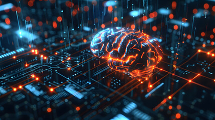 Futuristic science fiction background in artificial intelligence style. Neural network AI generated art