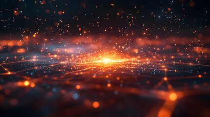 Fototapeta premium Abstract digital background with glowing particles and light trails, creating a mesmerizing visual effect.