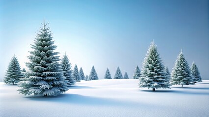 Fototapeta premium Winter landscape with snow and Christmas trees