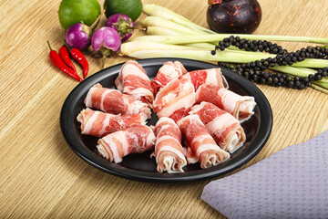 Raw beef bacon for grill