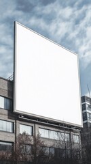 A blank billboard is displayed in a tropical landscape environment. 