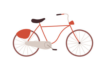 Retro bicycle, city bike in vintage style, sustainable city vehicle, healthy activity, travel, bright eco urban transport, friendly pedal transport carrying, cycle, urban vehicle vector illustration.