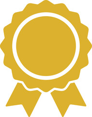 Gold Medal Award Symbol with Ribbon and Emblem Design