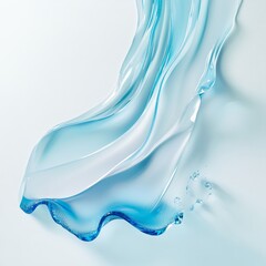 Obraz premium Vibrant Blue Serum Splash with Wave Pattern on White Surface, Ideal for Cosmetic and Skincare Promotions. Copy Space Available.
