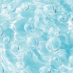 Serene Beauty - Transparent Bubbles in Light Blue Water Texture for Spa and Skincare Campaigns with Copy Space