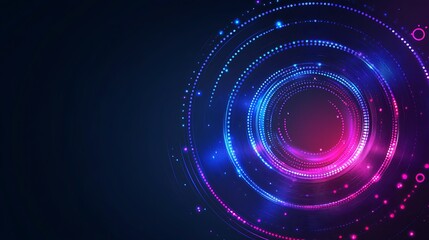 Obraz premium Abstract glowing neon circles on a dark background.