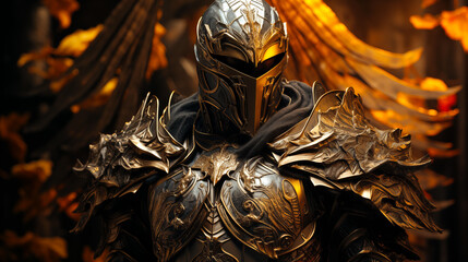 Archangel Michael’s armor glowing in golden light	