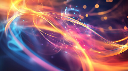 Fototapeta premium Abstract background with swirling lines and glowing lights in vibrant colors.