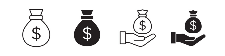 money bag icon collection set