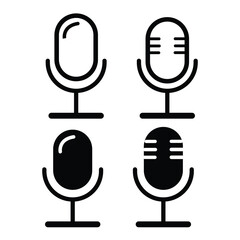 Microphone Icons set. variant microphone icon. Karaoke mic. Podcast microphone. web and mobile icons. vector illustration