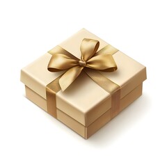 Obraz premium Beautifully Wrapped Small Gift Box with Golden Ribbon on Festive Paper