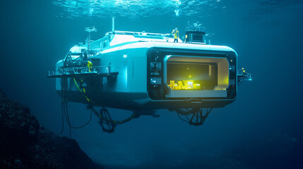  An AI-controlled underwater research facility exploring the deep ocean. 