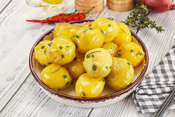 Hot boiled baby potato with oil