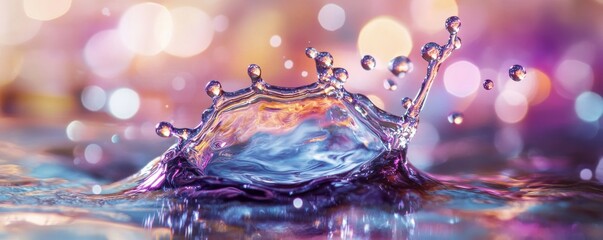 Colorful water splash with bokeh background