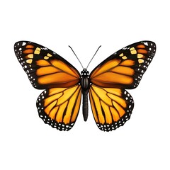 Fototapeta premium Majestic Monarch Butterfly with Vibrant Orange and Black Wings Isolated on White Background