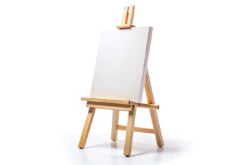 wooden easel with blank canvas isolated on white silhouette