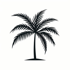 Simple illustration of a palm tree on white background, minimalism, ideal as an icon or logo for travel, tropical, or nature-related branding.

