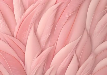 Obraz premium Feathers background. Artificial decorative feathers texture. Soft cotton background. Fluffy bird feather. Various shapes. Pink color cotton wool pattern. Handmade decorations decoupage.