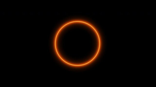 Simple Orange circle on black background, loop spectrum animation, glowing neon light